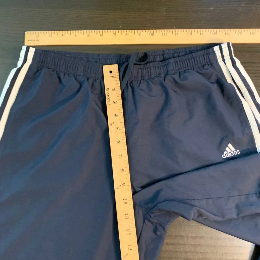 Adidas Navy Blue White 3 Stripe Mesh Lined Track Pants Large AZF001 Blokecore